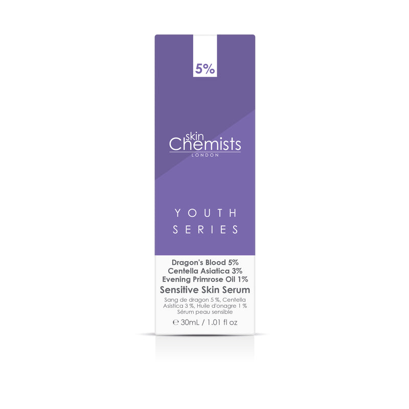 Skin Chemists Youth Series Sensitive Skin Serum 30ml Dragon's Blood 5%, Centella Asistica 3%, Evening Primrose Oil 1%