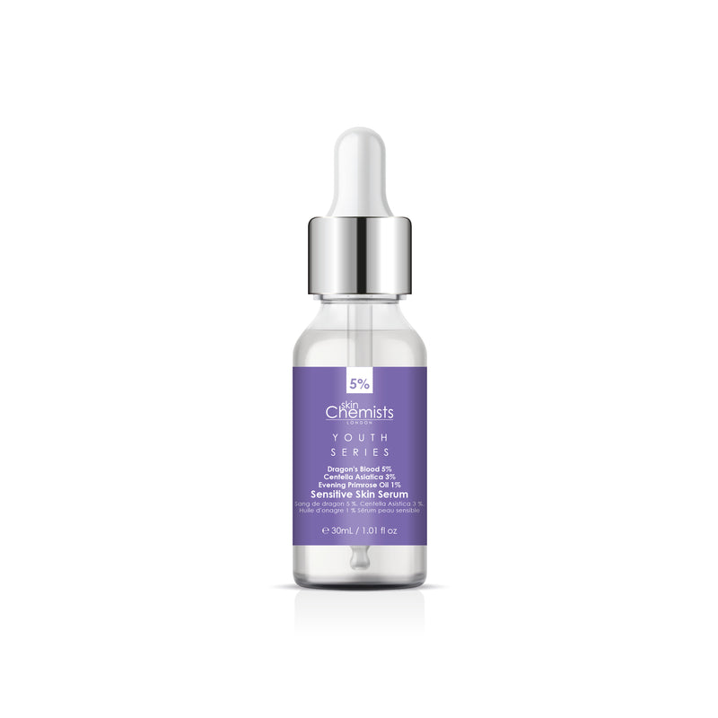 Skin Chemists Youth Series Sensitive Skin Serum 30ml Dragon's Blood 5%, Centella Asistica 3%, Evening Primrose Oil 1%