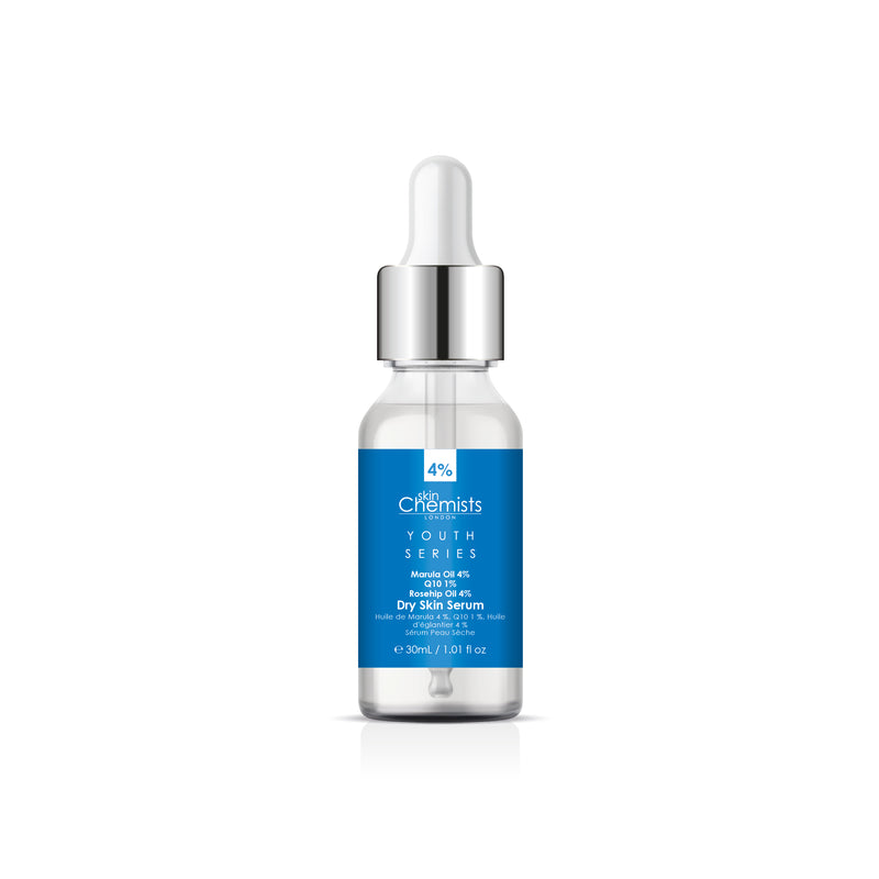 Skin Chemists Youth Series Dry Skin Serum 30ml Marulua Oil 4%, Q10 1%, Rosehip Oil 4%