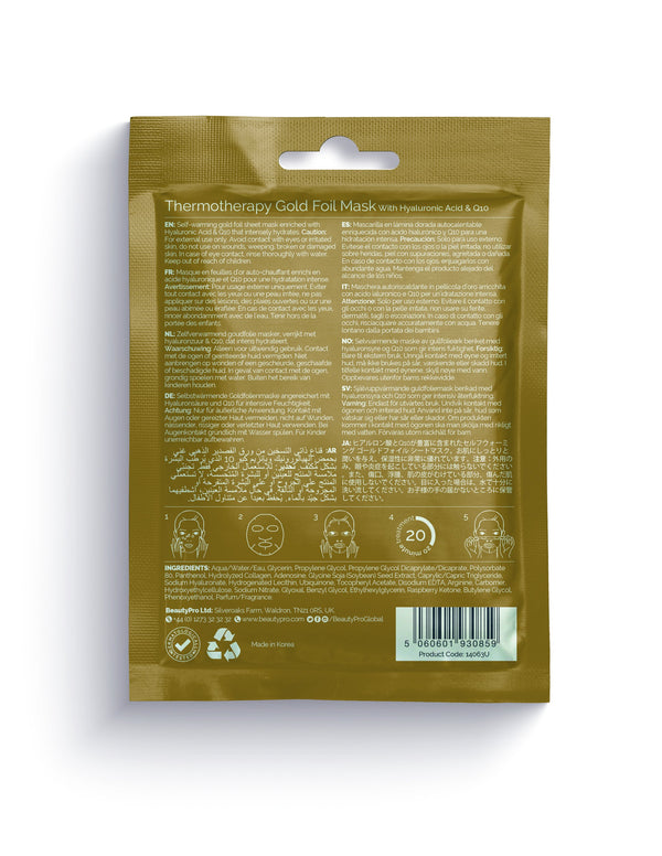 BeautyPro Thermotherapy Warming Gold Foil Mask, 25ml - MyBeautyBar.co.uk